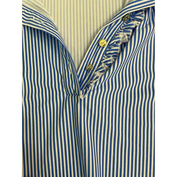 Jude Connally Carter Stripe Print Point Collar Short Sleeve Shirt Dress Size S - Picture 7 of 11